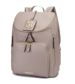 MFK Collection Angela Large Backpack by Mia K (Color: Beige, Material: Vegan Leather)